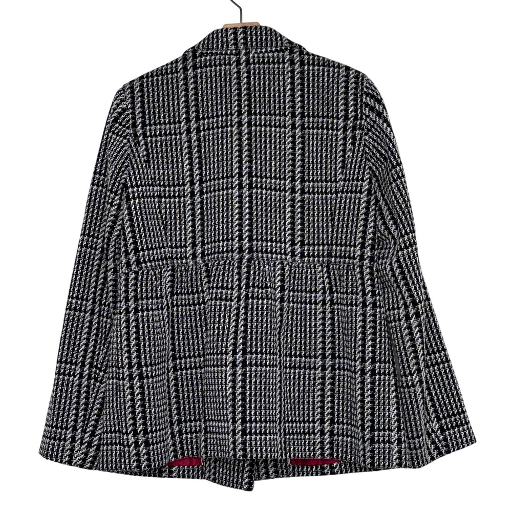 Tommy Hilfiger Womens Double Breasted Plaid Tweed Blazer Jacket Red Lining L - Picture 2 of 6